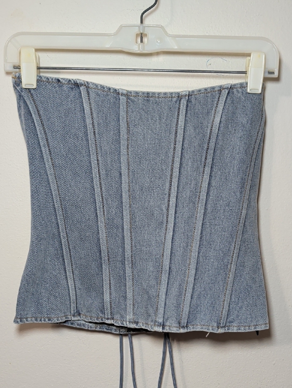 Loucia Denim Corset Bustier Light Blue Structured 100% Cotton NEW Women's Size S